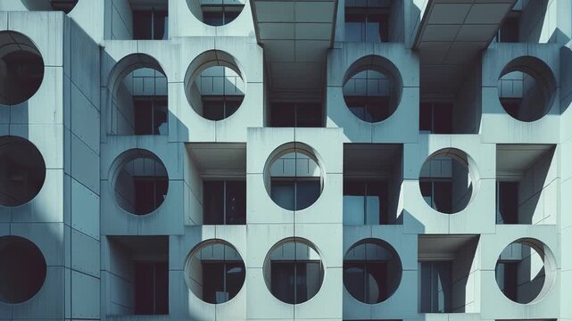 Abstract modern building facade with geometric windows