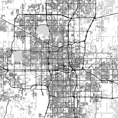 Obraz premium Oklahoma City City Map a clean monochrome plan reveals the underlying structure of the metropolis with refined linework and a structured grid begin of sentence, emphasizing refined linework.