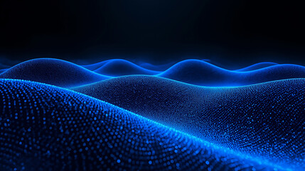 Abstract blue wave pattern background formed by glowing dots technology and science illustration