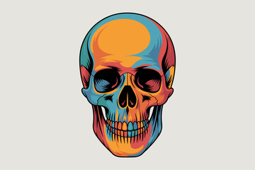 Colorful Artful Skull Illustration with Vibrant Gradient Shades for Edgy Design Projects