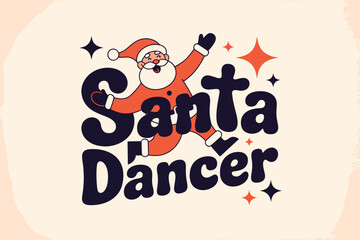Cheerful Santa Dancer Spreading Holiday Joy with Festive Colors and Playful Design