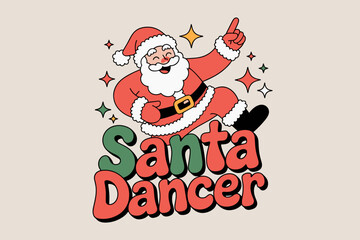 Cheerful Santa Dancer Spreading Holiday Joy with Festive Sparkles and Vibrant Colors