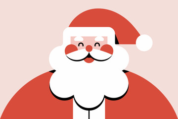 Cheerful Santa Claus with a Jolly Smile Against a Soft Pink Background