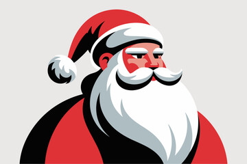 Bold and Cheerful Santa Claus Illustration with Simplistic Design and Vibrant Colors