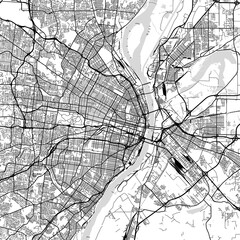 Naklejka premium St. Louis City Map with clean linework and subtle contrast this minimalist highlights the structured urban core of a well planned begin of sentence, emphasizing refined linework, with balanced.