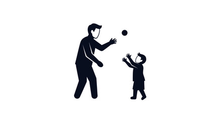 Father and Son Playing Ball: Silhouette of a Parent and Child Bonding Through Play.