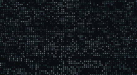 Abstract digital pattern of glowing white and blue dots on a dark background representing data or technology