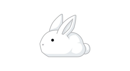 Simple White Rabbit Illustration with Black Eyes and Small Tail.