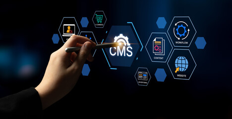 Concept of a Content Management System (CMS). A platform for website administration, digital...