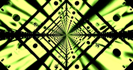 Seamless tunnel video loop with vibrant green patterns for visual immersion and relaxation