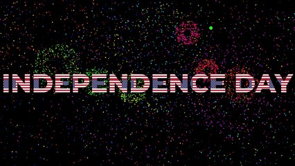 independence day celebration phrase text united states flag texture dark background colorful fireworks