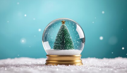 Celebrate the holidays with a festive snow globe featuring a christmas tree cozy indoor setting captivating still life and magical winter atmosphere