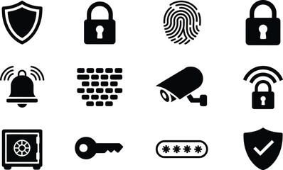 Security and Protection Icons Collection Symbolizing Safety and Privacy Measures