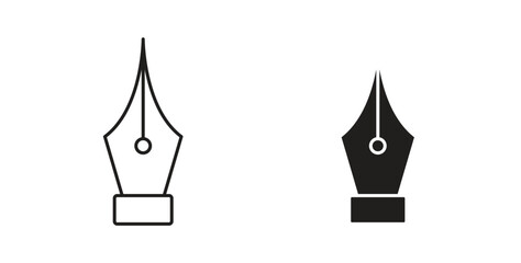 Fountain pen icons set. Simple line vector illustration