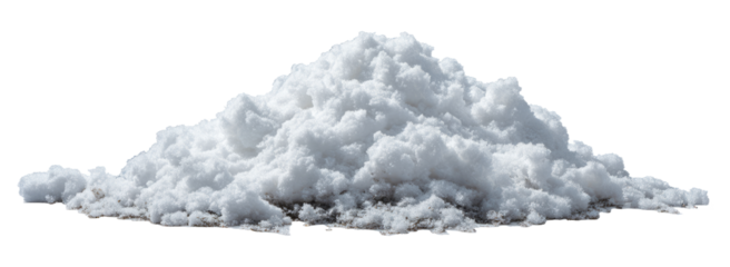 White Fluffy Snow Pile on Isolated White Background