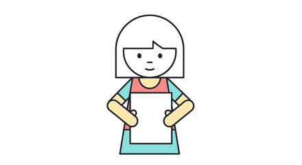 Simple Cartoon Illustration of a Person Holding a Blank Sheet of Paper.