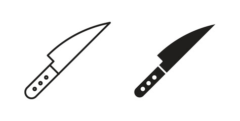 knife icons set. Simple line vector illustration