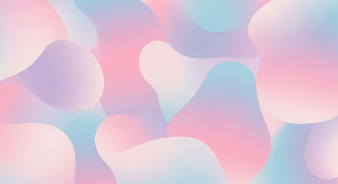 Abstract fluid shapes with pastel gradient background, soft and smooth texture