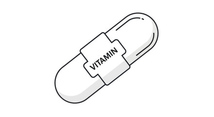 Simple White Vitamin Capsule with Vitamin Label.