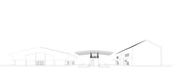 3D illustration of energy building project