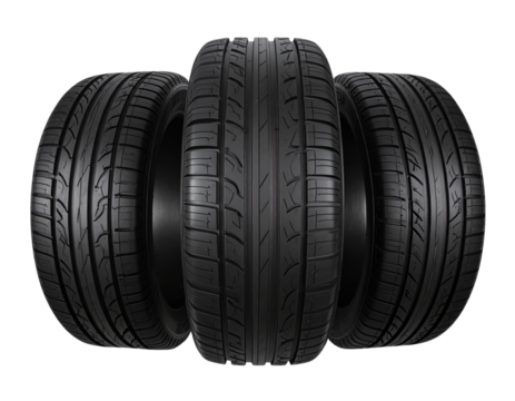 Stack of New Rubber Tires – Automotive Garage Flat Lay PNG
