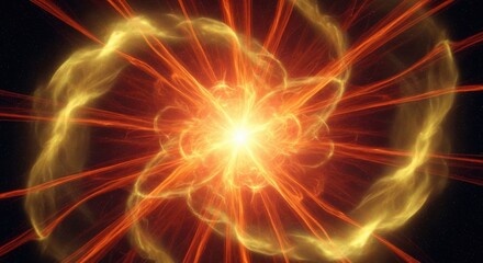 Fototapeta premium Bright Explosion with Radiating Light Effects and Colorful Energy Waves in Dark Space