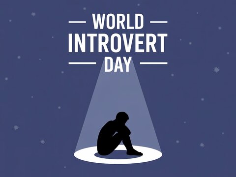 World introvert day celebration with a solitary figure illuminated in a spotlight - Powered by Adobe