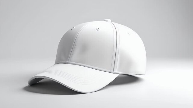 White Baseball Cap on a White Background Studio Shot.