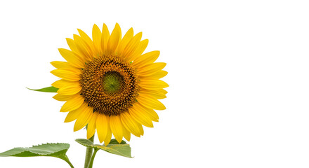 Obraz premium Bright Yellow Sunflower Isolated on White Background | Realistic Sunflower Closeup Photo