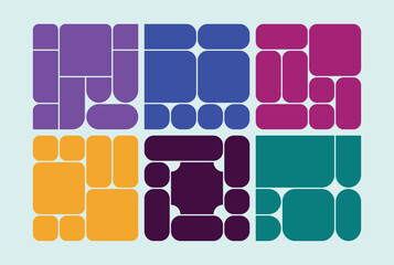 Colorful geometric pattern with rounded rectangles and squares illustration art