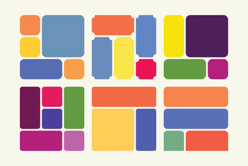 Colorful Rounded Rectangles Arranged in Abstract Grid Pattern Layout Design