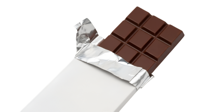 Chocolate Bar Partially Unwrapped in Silver Foil milk