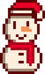 Pixel Art Christmas Snowman santa hat icon