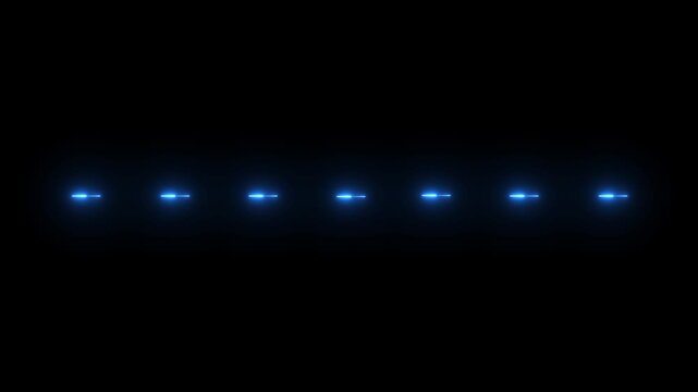 small glowing dashes blinking on a central light line cyan color and dark background.