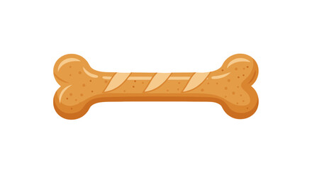 A single golden brown bone-shaped dog biscuit treat with decorative stripes.