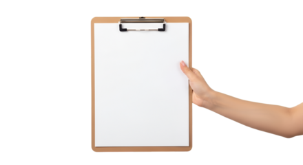 Hand Holding Clipboard with Blank Paper graphic design