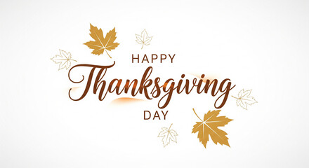 Elegant Thanksgiving greeting with golden leaves perfect for invitations, social media posts, and seasonal marketing campaigns to evoke warmth and gratitude this autumn season