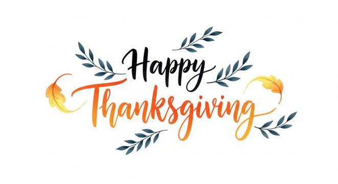 Wishing you a Happy Thanksgiving with festive fall foliage, perfect for greeting cards, social media posts, and autumnal celebrations with family and friends this season