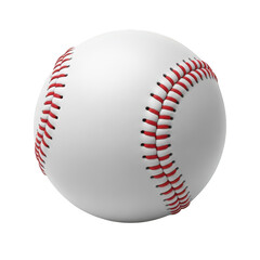 Classic white baseball with red stitching isolated on transparent background