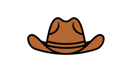 Brown Cowboy Hat with Black Trim Illustration.