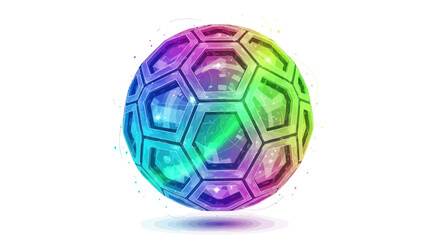 Vibrant Rainbow Hexagonal Soccer Ball with Geometric Pattern.