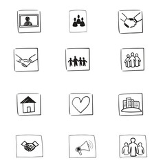 Hand-Drawn Community and Partnership Icon Se
