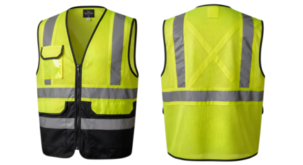 Front and Back View of High Visibility Safety Vest