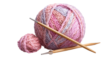 Pink wool yarn in soft textured strands, perfect for knitting, crocheting, and cozy handmade craft projects isolated on white background