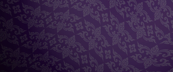 Luxury Purple Thai Wallpaper Design with Elegant Ornamental Motifs for Premium Backgrounds, Cultural Branding, Event Decoration, Packaging Templates, and Creative Graphic Projects