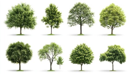 Obraz premium Variety of Trees Isolated on White
