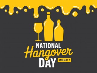 Celebrate national hangover day with festive graphics featuring alcohol bottles and glasses