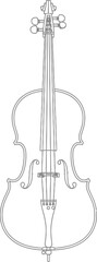 Cello outline drawing vector illustration string instrument design art eps silhouette
