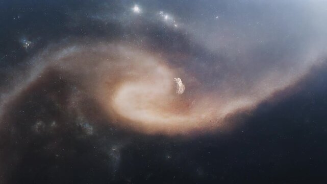 Cosmic vortex engulfs a solitary asteroid