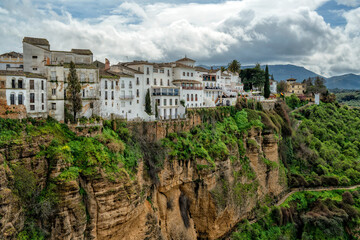 Obraz premium Ronda, Spain. Mirador del Puente Nuevo. Historic town of Andalusia. Travel and tourism beautiful cities of Spain